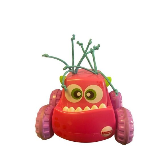 Fisher-Price Pink Monster Press & Go Toy Car With Wiggly Antennas & Rolling Whee - Picture 1 of 3